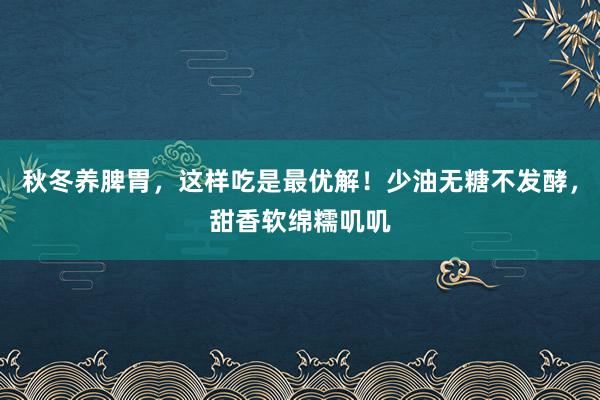 秋冬养脾胃，这样吃是最优解！少油无糖不发酵，甜香软绵糯叽叽