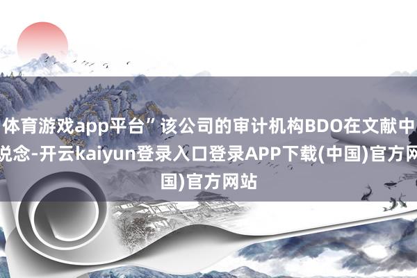 体育游戏app平台”该公司的审计机构BDO在文献中写说念-开云kaiyun登录入口登录APP下载(中国)官方网站